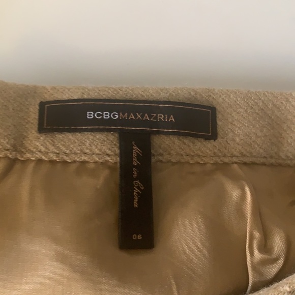 BCBGMAXAZRIA size 0 tan wool pencil skirt in excellent condition - Picture 4 of 8